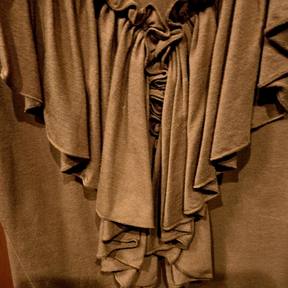 Boston Proper Tan Ruffled Top - Picture 3 of 6